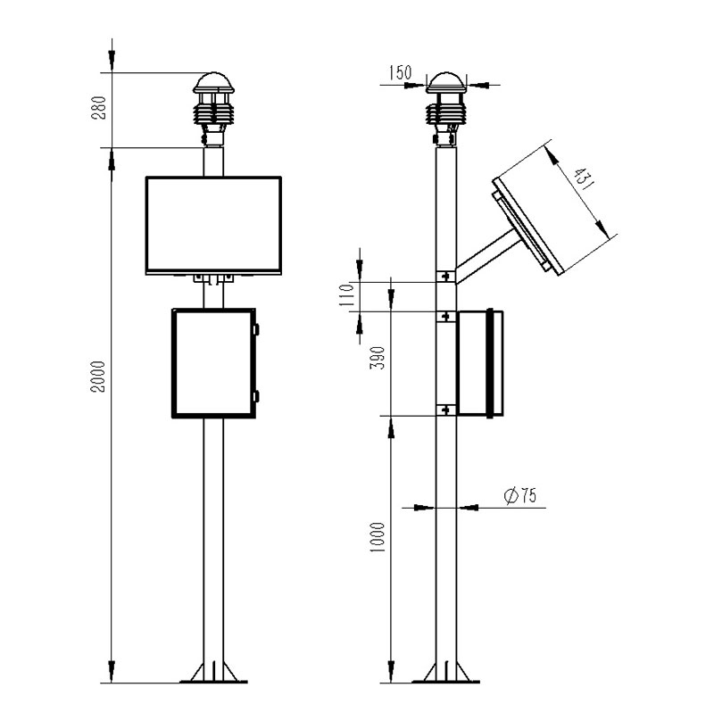 Weather monitoring system product dimensions